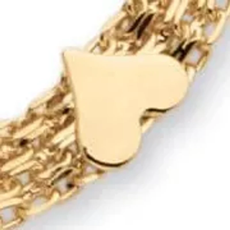 Solid 10k Yellow Gold Bismark-Link Heart Bracelet 7.25"