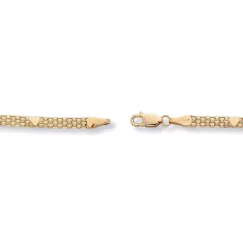 Solid 10k Yellow Gold Bismark-Link Heart Bracelet 7.25"