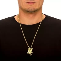 Men's Eagle Pendant and Chain in Yellow Goldtone 24"