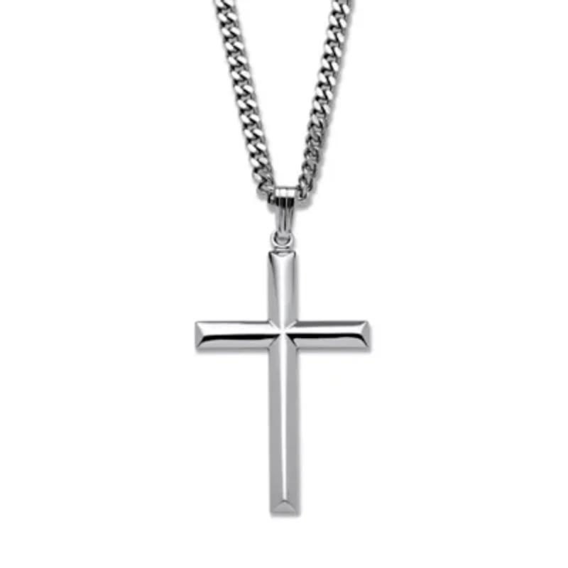 Cross Pendant in .925 Sterling Silver with Stainless Steel Chain 24"