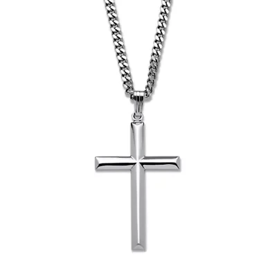 Cross Pendant in .925 Sterling Silver with Stainless Steel Chain 24"