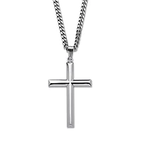 Cross Pendant in .925 Sterling Silver with Stainless Steel Chain 24"
