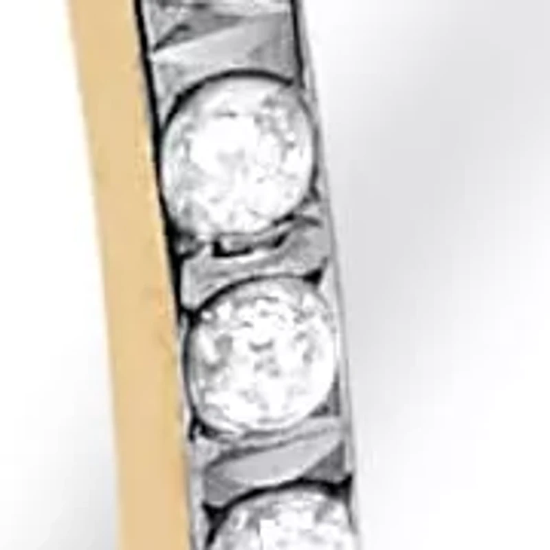 Diamond Accent 14k Yellow Gold Diamond Fascination Hoop Earrings (1 1/4")