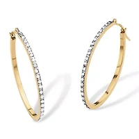 Diamond Accent 14k Yellow Gold Diamond Fascination Hoop Earrings (1 1/4")