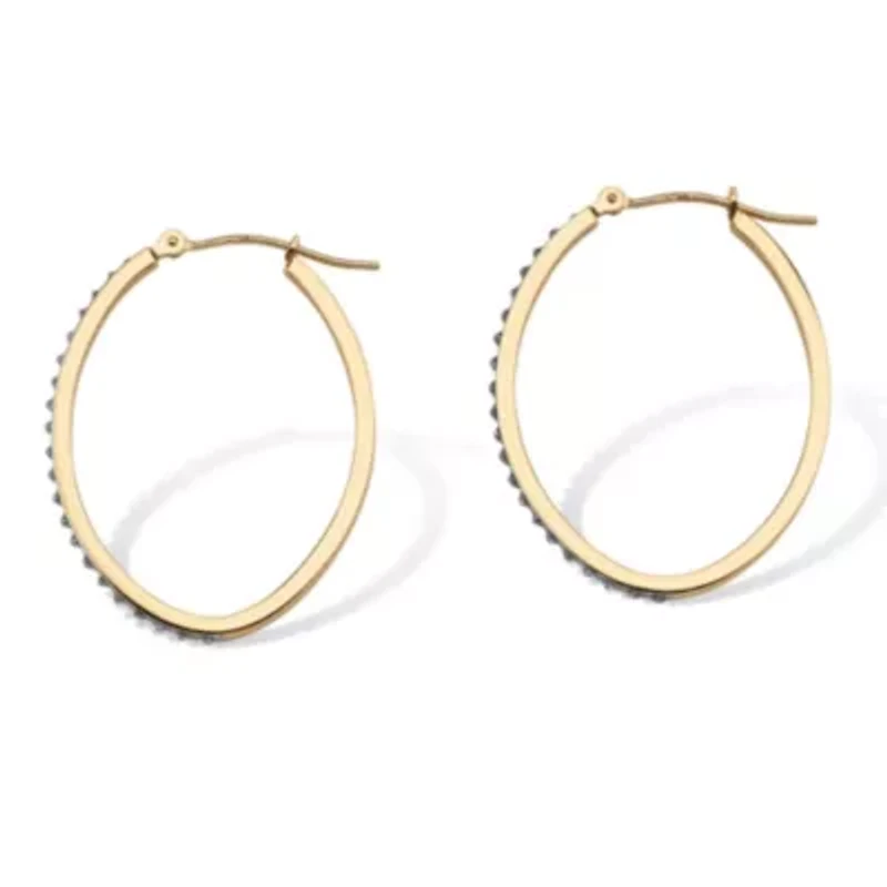 Diamond Accent 14k Yellow Gold Diamond Fascination Hoop Earrings (1 1/4")