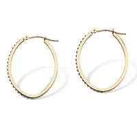 Diamond Accent 14k Yellow Gold Diamond Fascination Hoop Earrings (1 1/4")