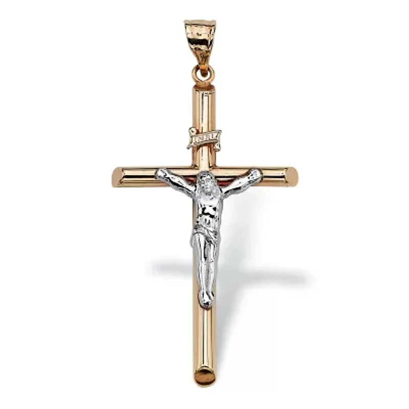10k Two-Tone Gold Religious Crucifix Cross Pendant