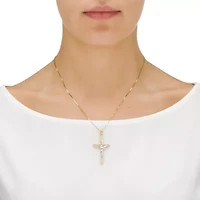 10k Two-Tone Gold Religious Crucifix Cross Pendant