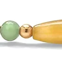 Multicolor Genuine Jade 14k Gold Beaded and Barrel Shapes Bracelet 7.5"