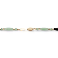 Multicolor Genuine Jade 14k Gold Beaded and Barrel Shapes Bracelet 7.5"