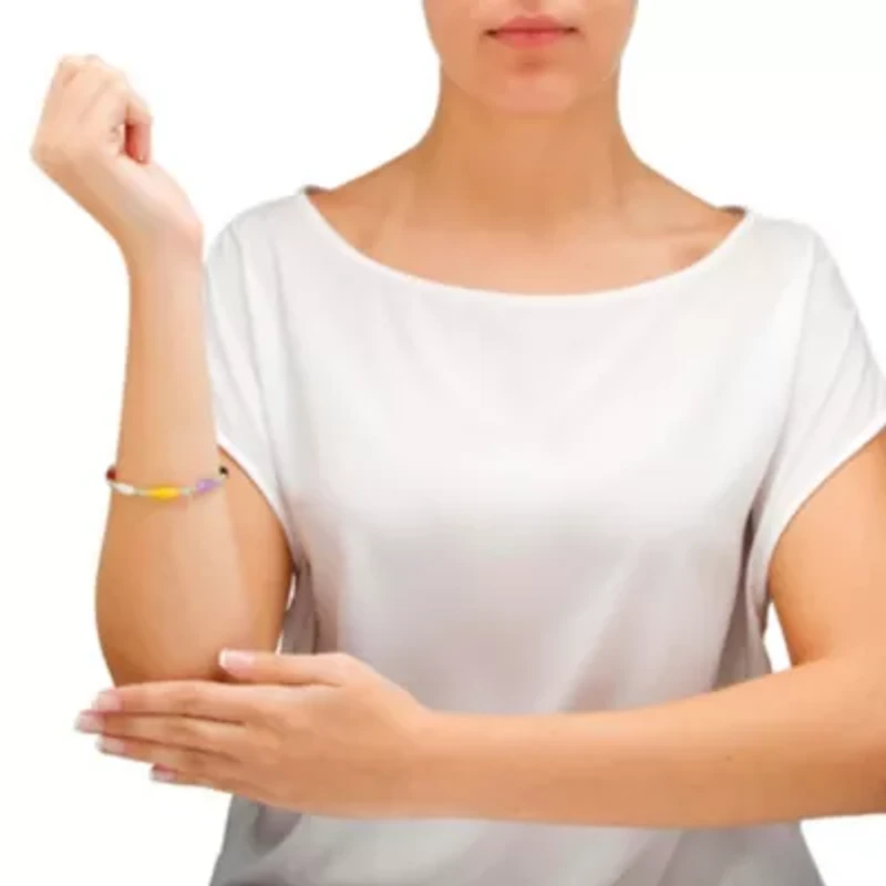 Multicolor Genuine Jade 14k Gold Beaded and Barrel Shapes Bracelet 7.5"