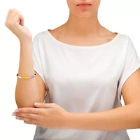 Multicolor Genuine Jade 14k Gold Beaded and Barrel Shapes Bracelet 7.5"