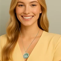 Genuine Jade and Cultured Pearl Shell Pendant in 14k Gold