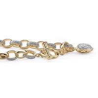 Diamond Accent Heart Charm Bracelet in Gold-Plated Sterling Silver