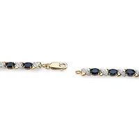 8.44 TCW Genuine Blue Sapphire 10k Yellow Gold "X & O" Tennis Bracelet 7 1/2"