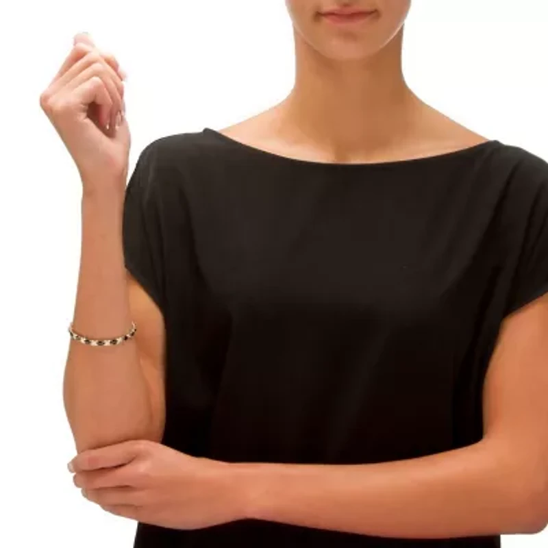 8.44 TCW Genuine Blue Sapphire 10k Yellow Gold "X & O" Tennis Bracelet 7 1/2"