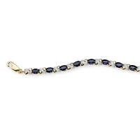 8.44 TCW Genuine Blue Sapphire 10k Yellow Gold "X & O" Tennis Bracelet 7 1/2"