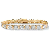 1/4 TCW Diamond Flower Tennis Bracelet in 14k Gold-plated Sterling Silver