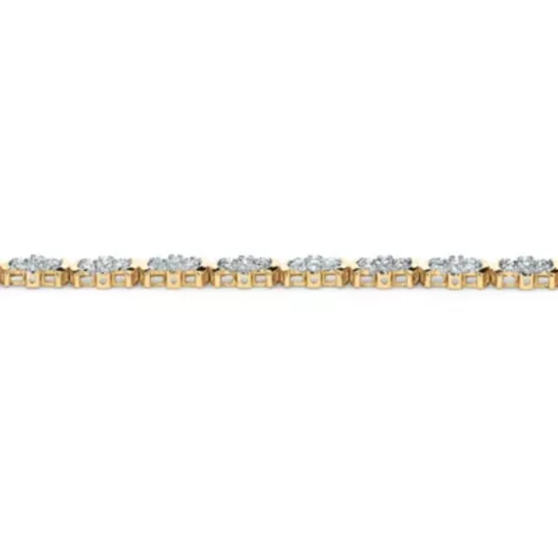 1/4 TCW Diamond Flower Tennis Bracelet in 14k Gold-plated Sterling Silver