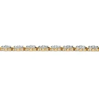1/4 TCW Diamond Flower Tennis Bracelet in 14k Gold-plated Sterling Silver