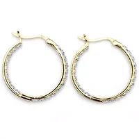 1/10 Cttw. Round Diamond Accented Hoop Earrings 14k Gold-plated Sterling Silver