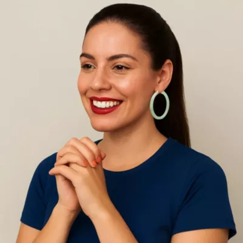 Genuine Green Jade 10k Yellow Gold Hoop Earrings