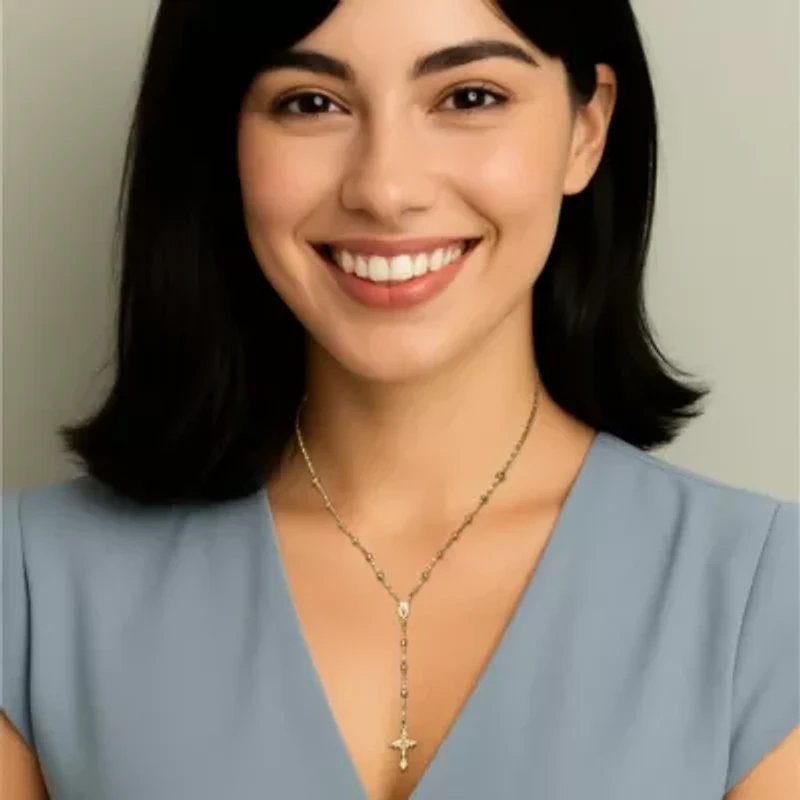 Rosary Style Necklace in Gold-Plated Sterling Silver