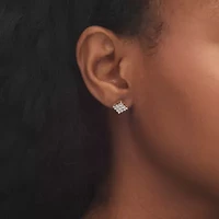 1/7 TCW Round Diamond 10k Yellow Gold Square-Shaped Stud Earrings