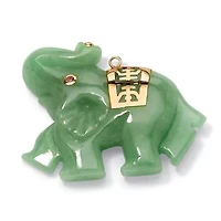 Green Jade 14k Gold Lucky Elephant Charm Pendant