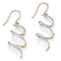 Diamond Accent 10k Yellow Gold 1" Ribbon Drop Earrings