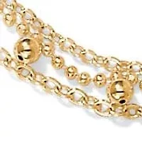 Triple-Strand Beaded Ankle Bracelet in Gold-Plated Sterling Silver