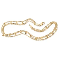 Triple-Strand Beaded Ankle Bracelet in Gold-Plated Sterling Silver