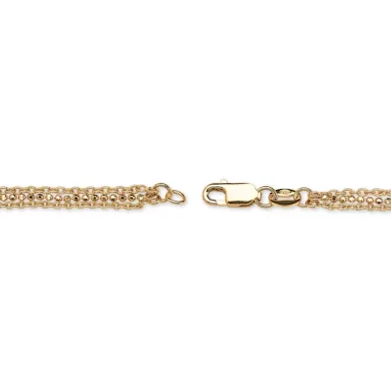 Triple-Strand Beaded Ankle Bracelet in Gold-Plated Sterling Silver