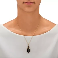 .15 TCW Marquise-Shaped Genuine Onyx and CZ Pendant Necklace 18k Gold-Plated 18"