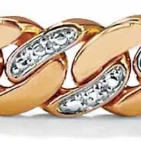 Men's Diamond Accent Curb-Link Bracelet Yellow Gold-Plated 8.5"