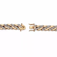 Men's Diamond Accent Curb-Link Bracelet Yellow Gold-Plated 8.5"