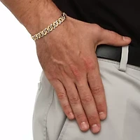 Men's Diamond Accent Curb-Link Bracelet Yellow Gold-Plated 8.5"