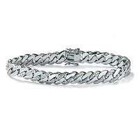 Men's Diamond Accent Curb-Link Bracelet Platinum-Plated 8.5"