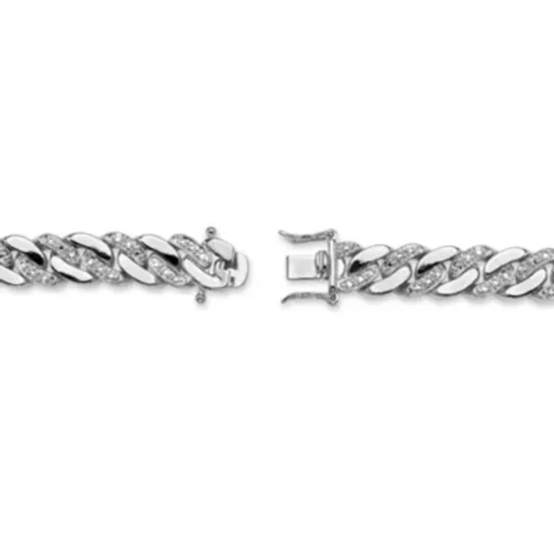 Men's Diamond Accent Curb-Link Bracelet Platinum-Plated 8.5"