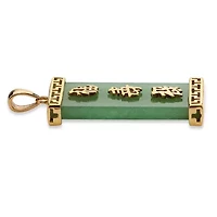 Green Jade Good Luck Pendant in 14k Gold Plated .925 Sterling Silver