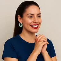 Green Jade Hoop Earrings in Gold-Plated Sterling Silver