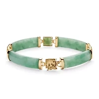 Green Jade Dragon Link Bracelet in Gold-Plated .925 Sterling Silver 7.25"