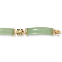 Green Jade Dragon Link Bracelet in Gold-Plated .925 Sterling Silver 7.25"