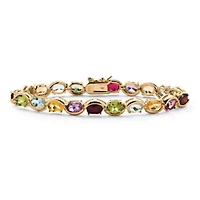 19 TCW Genuine Gemstone Tennis Bracelet Gold-Plated Sterling Silver
