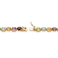 19 TCW Genuine Gemstone Tennis Bracelet Gold-Plated Sterling Silver