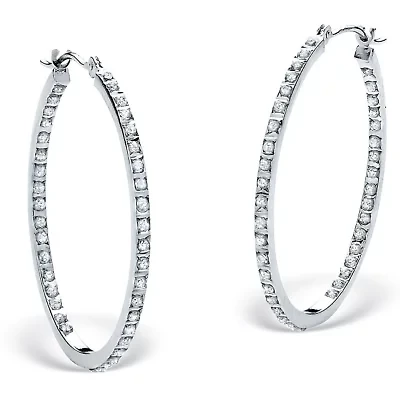 Diamond Fascination Bernish-Set Hoops in Platinum-plated Sterling Silver