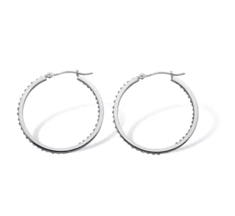 Diamond Fascination Bernish-Set Hoops in Platinum-plated Sterling Silver