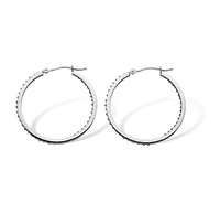 Diamond Fascination Bernish-Set Hoops in Platinum-plated Sterling Silver