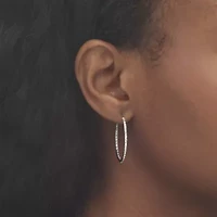 Diamond Fascination Bernish-Set Hoops in Platinum-plated Sterling Silver