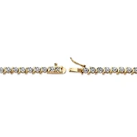 Round Diamond Accent S-Link Tennis Bracelet Yellow Gold-Plated 7.5"
